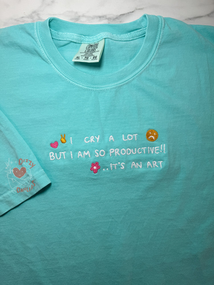 Cry A Lot Embroidered Boxy Tee