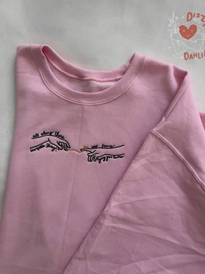 Invisible String Sweatshirt, Baby Pink